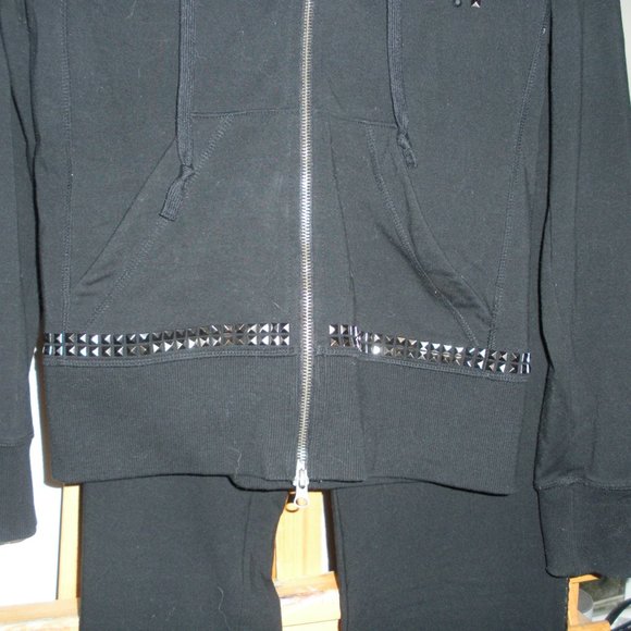Vintage SET: Boston Proper Black w/studs Hooded Jacket & Pants  SZ: S - Picture 9 of 12